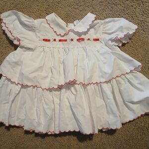 Vintage Baby Dress Tiered Full Skirt Embroidered Flowers Nannette Girls Size 12M
